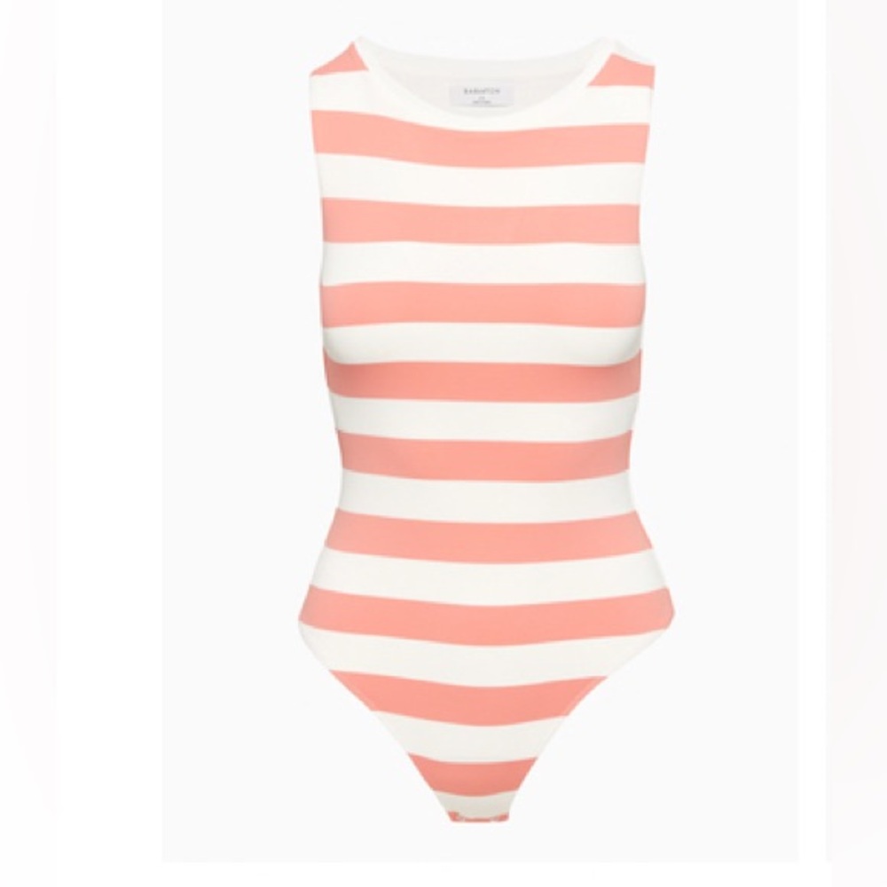 Babaton Muscle Crew Bodysuit - smr snow/gpfrt coral - size MED